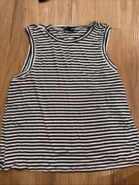 Express Black & White Striped Tank Top
